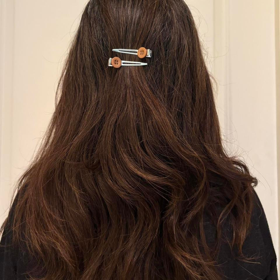 Light Brown Button Hair Clips