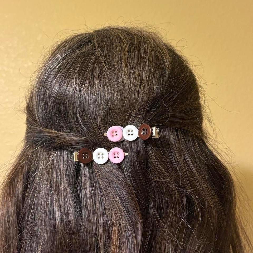 Neapolitan Button Hair Clips