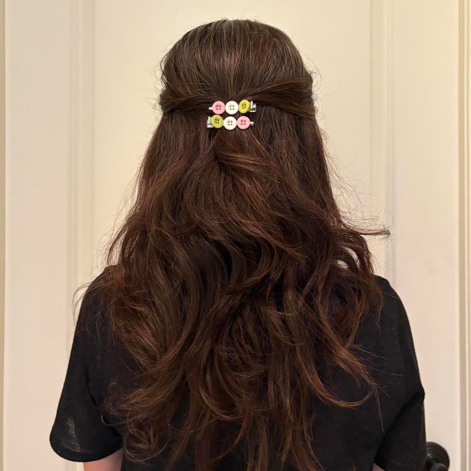 Matcha Latte Button Hair Clips