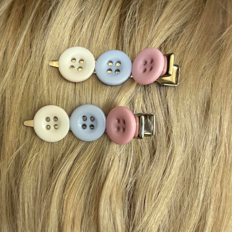 Cotton Candy Button Hair Clips