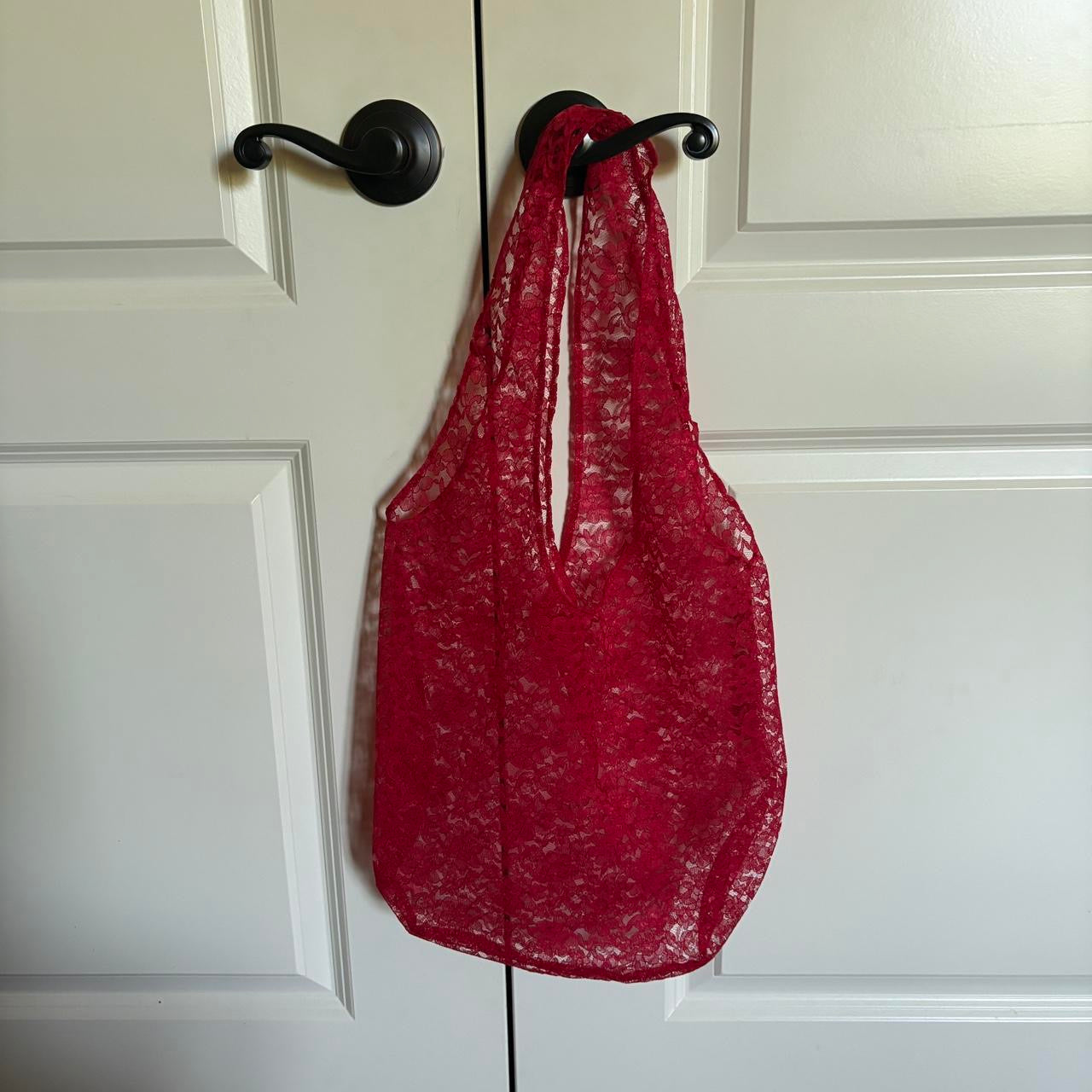 Red Lace Tote Bag