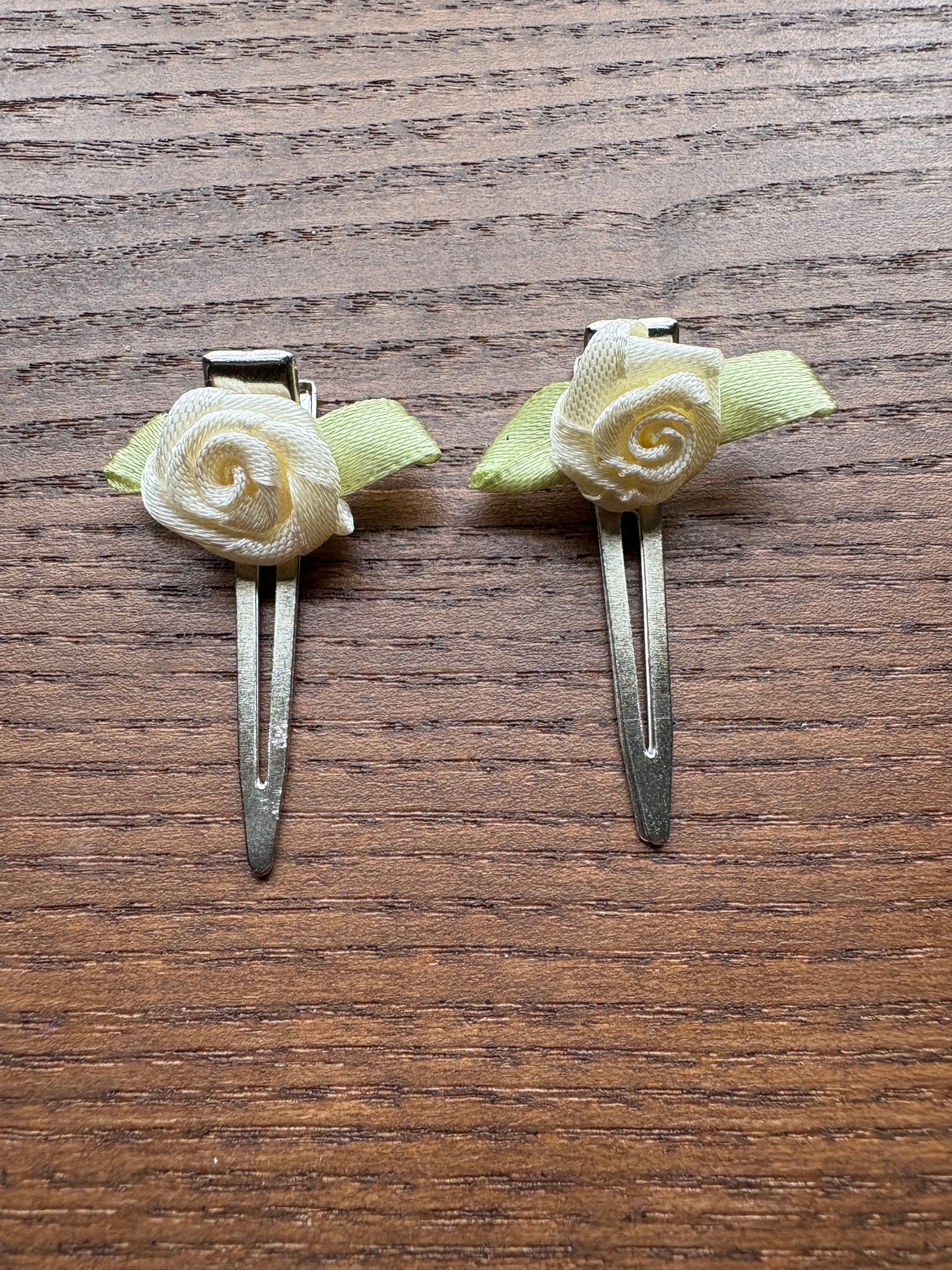 White Rosette Hair Clips
