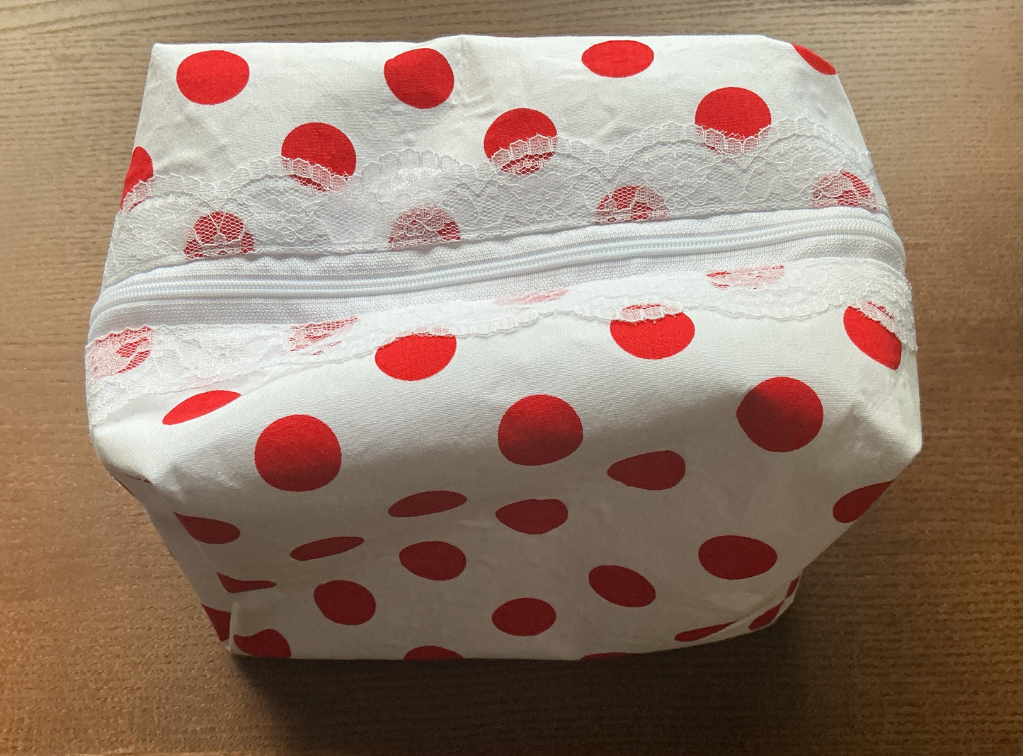 White/Red Polka Dot Makeup Bag
