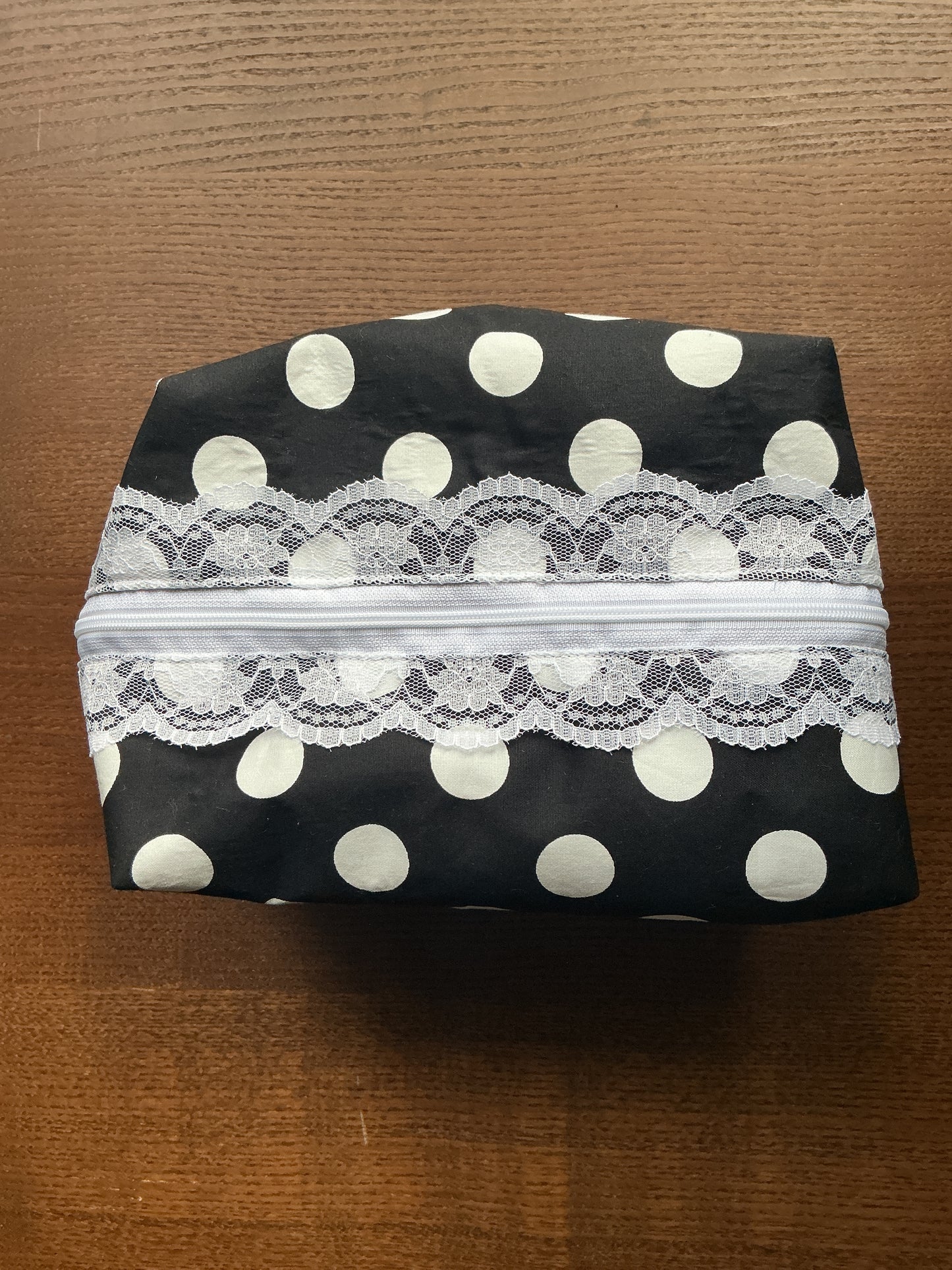 Black/White Polka Dot Makeup Bag