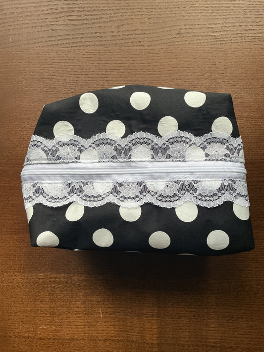 Black/White Polka Dot Makeup Bag