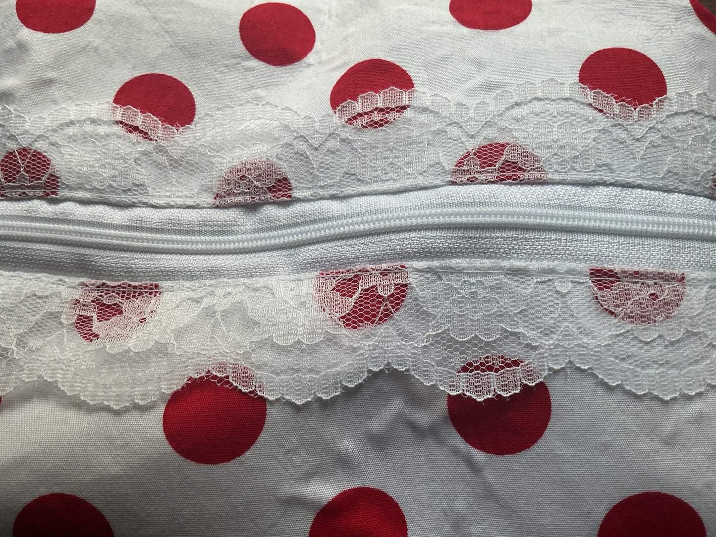 White/Red Polka Dot Makeup Bag