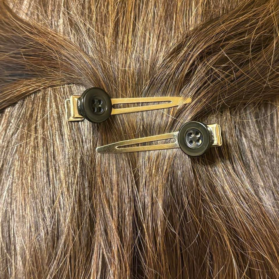 Black Button Hair Clips