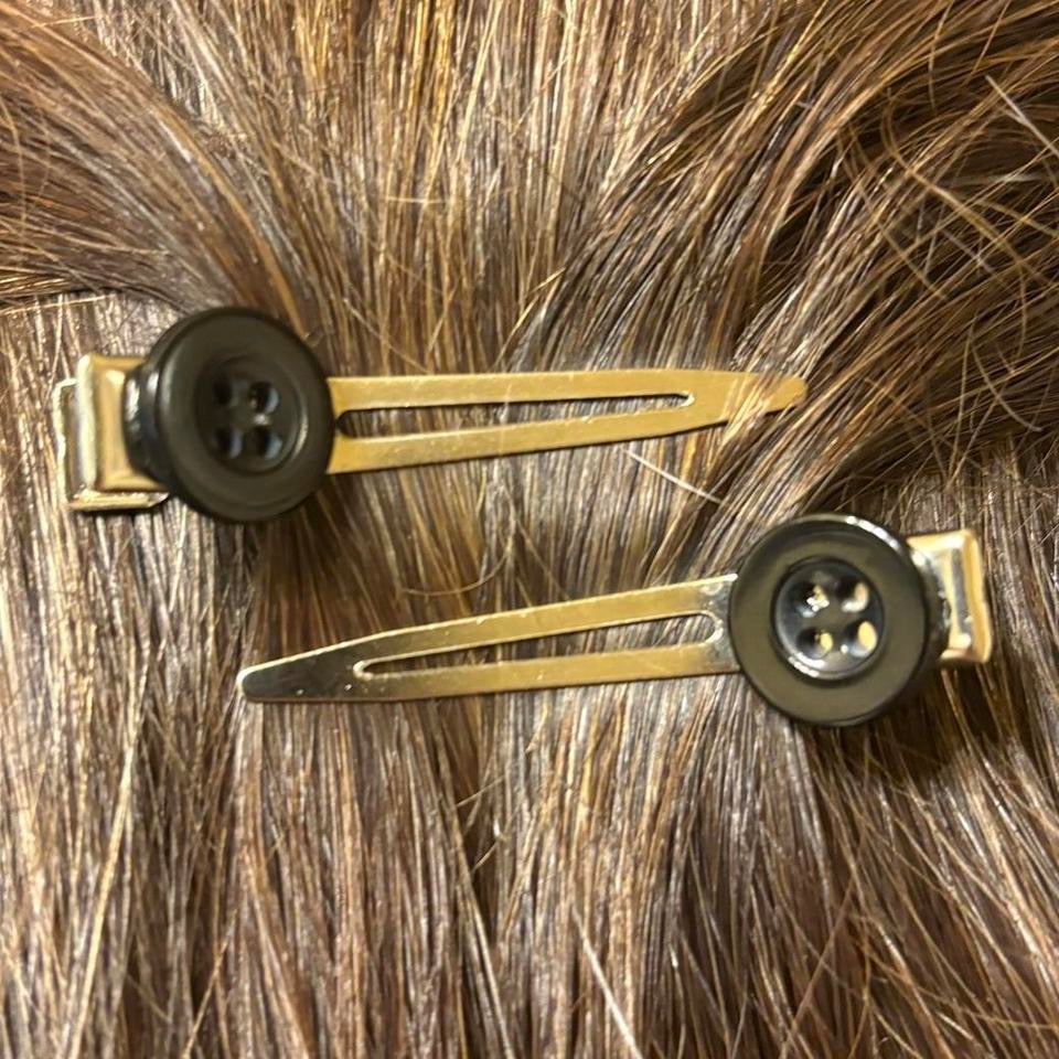 Black Button Hair Clips