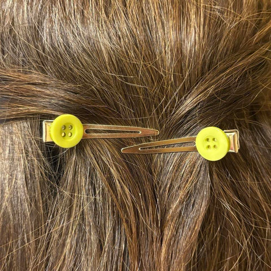 Light Green Button Hair Clips