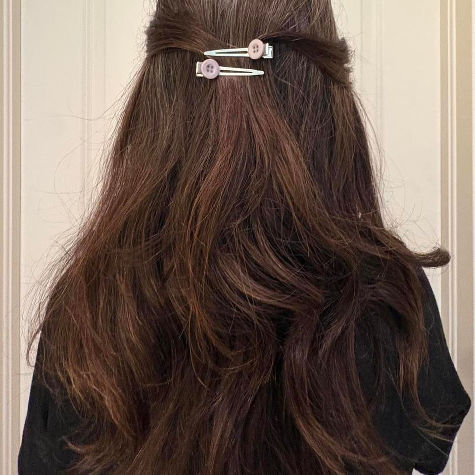 Gray Button Hair Clips