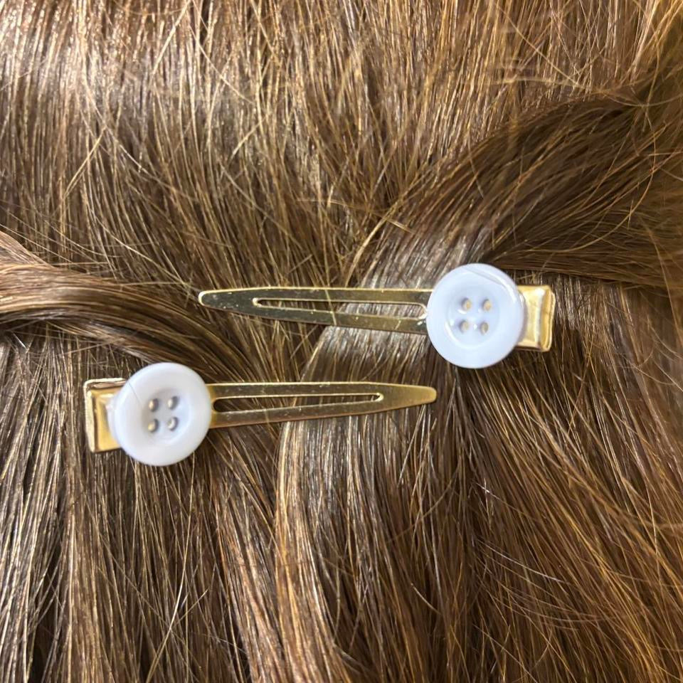Light Blue Button Hair Clips