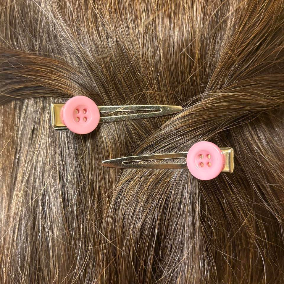 Light Pink Button Hair Clips