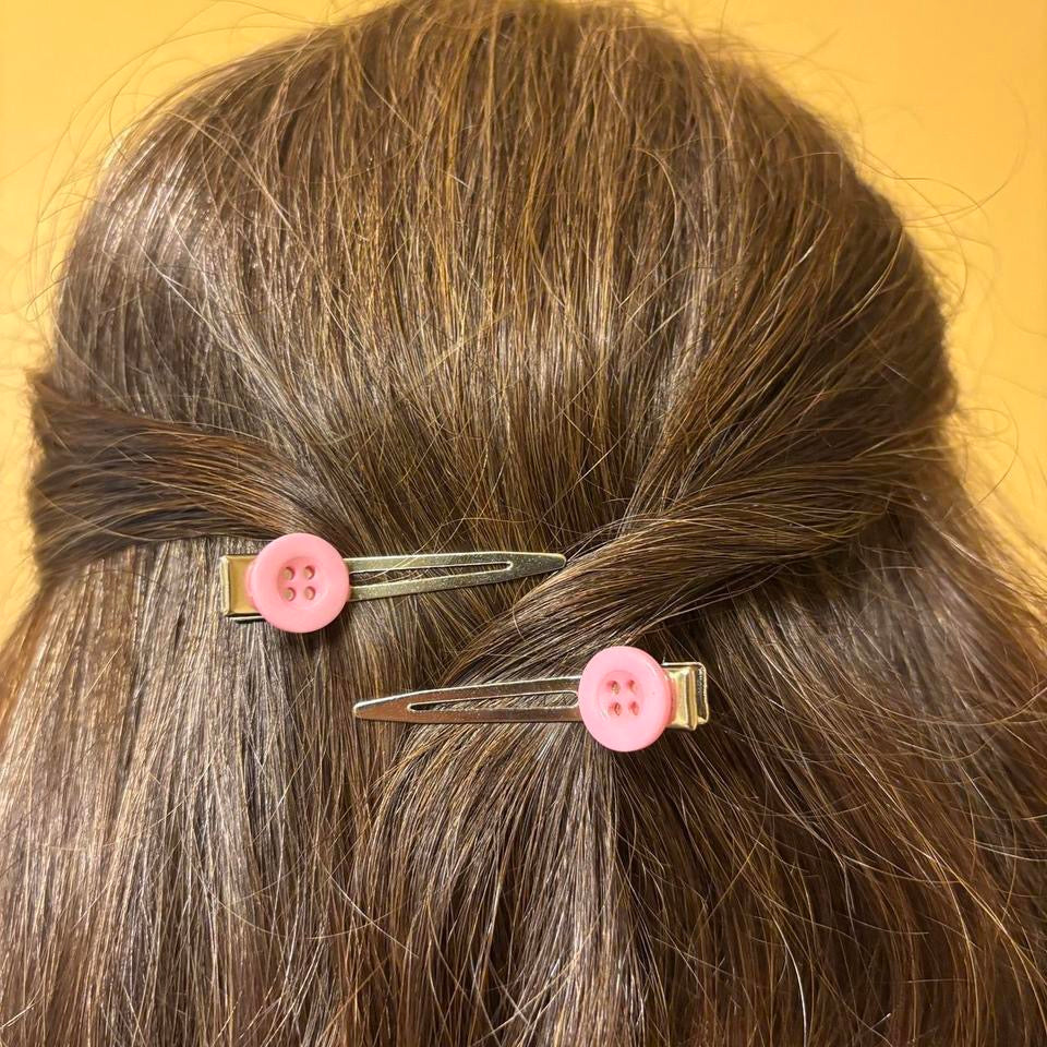Light Pink Button Hair Clips