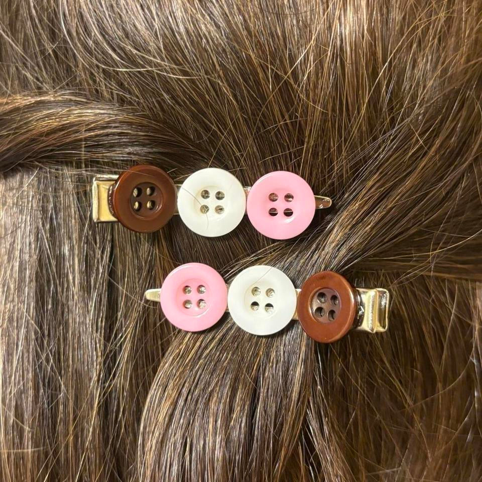 Neapolitan Button Hair Clips