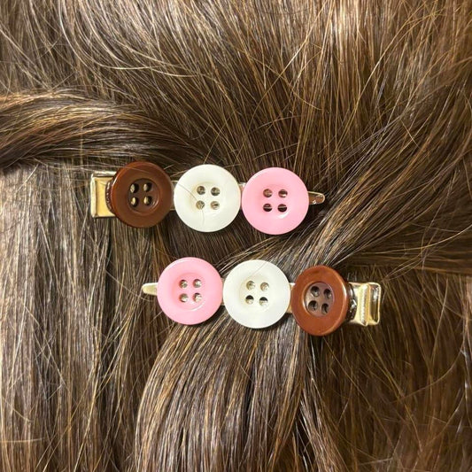 Neapolitan Button Hair Clips