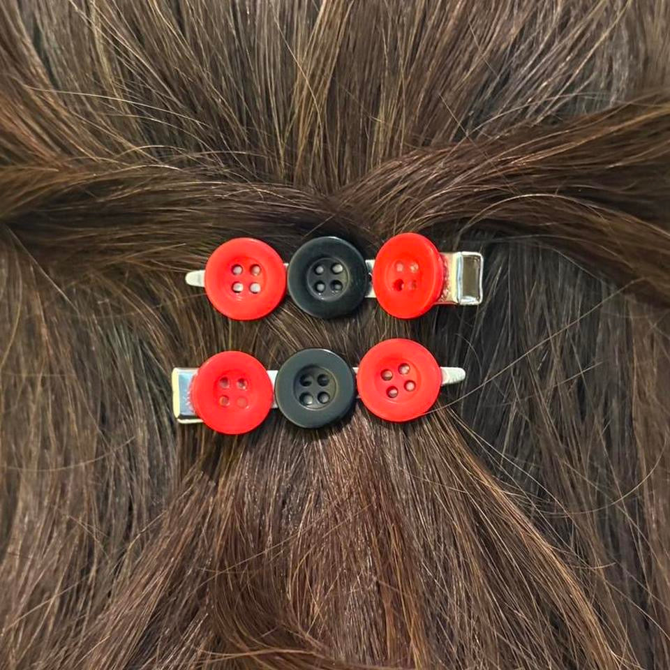 Ladybug Button Hair Clips