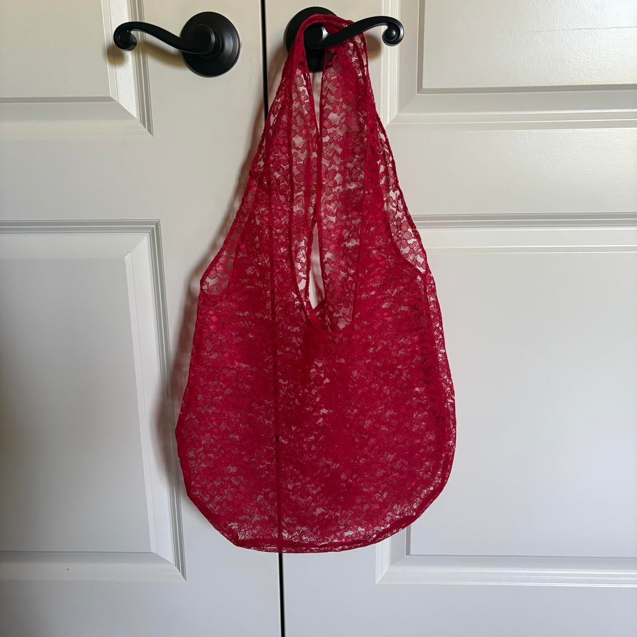 Red Lace Tote Bag