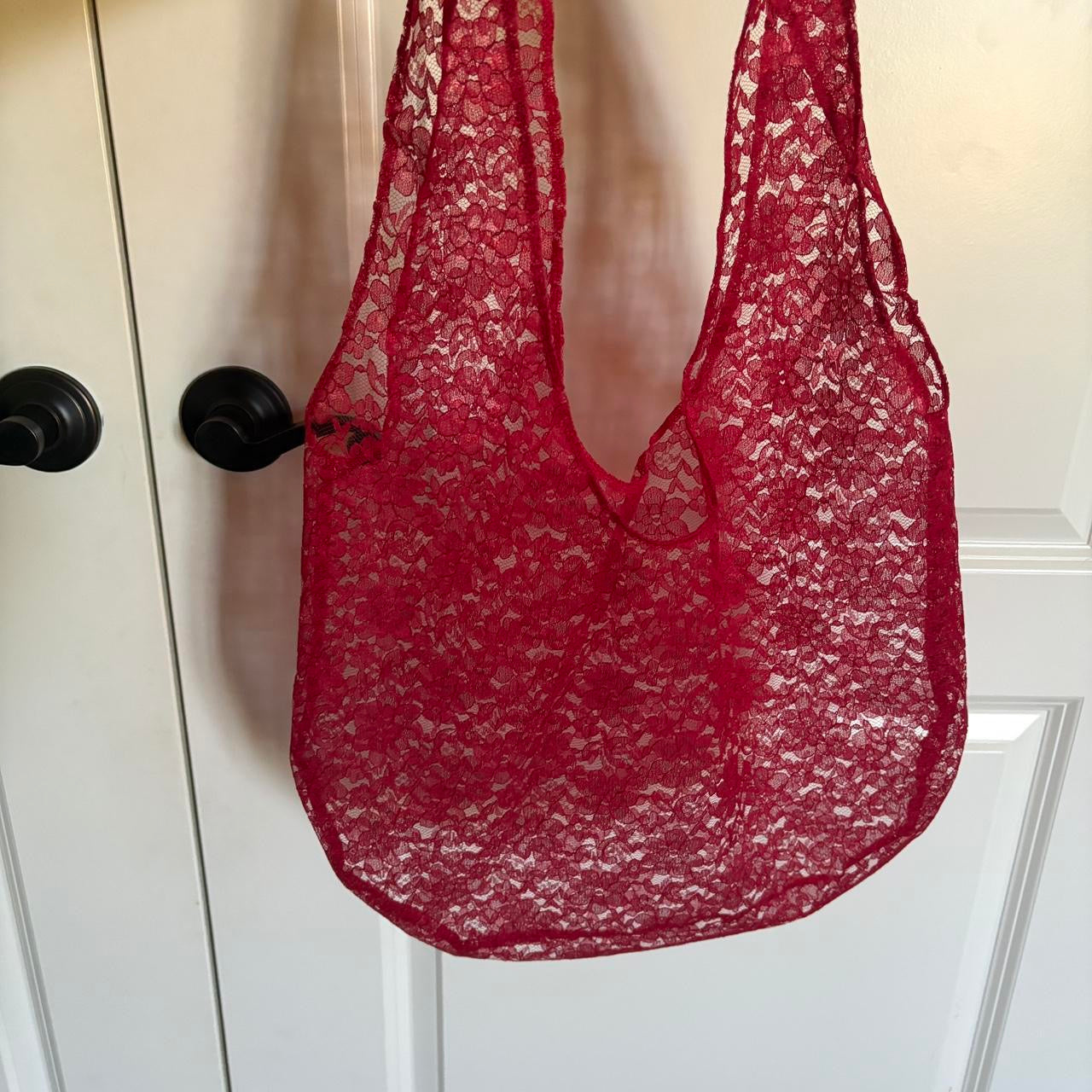 Red Lace Tote Bag