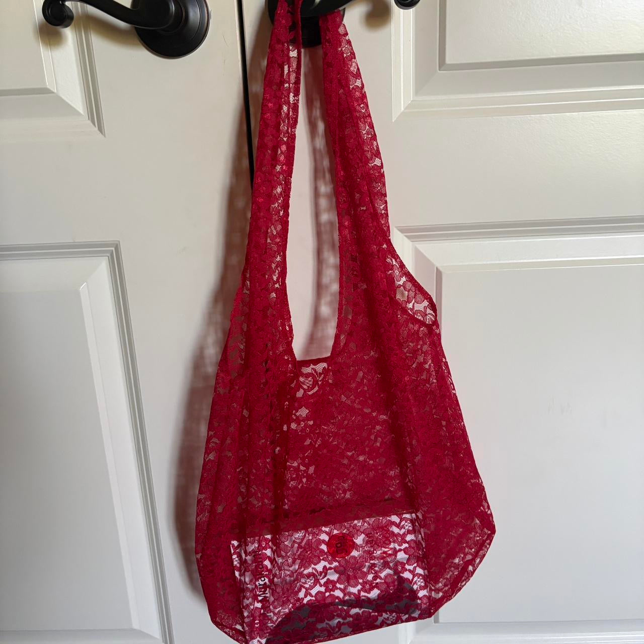 Red Lace Tote Bag