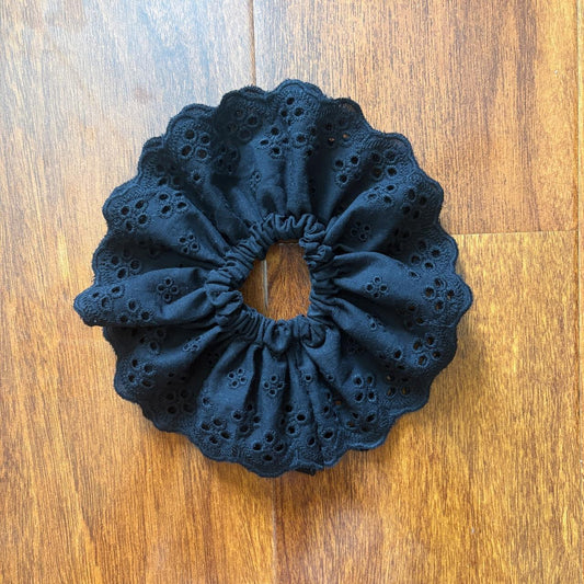 Black Eyelet Lace Scrunchie