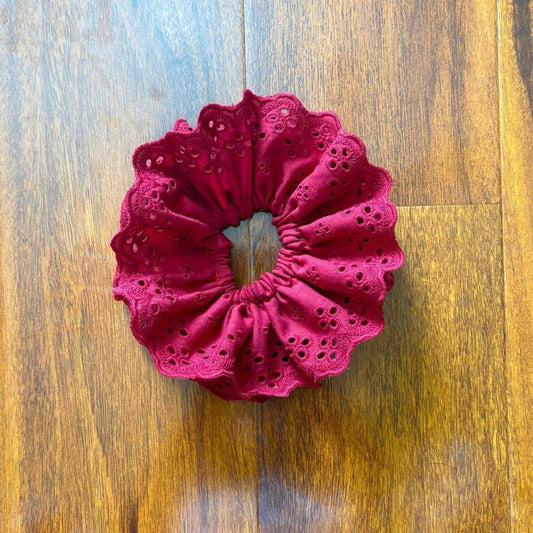 Red Eyelet Lace Scrunchie