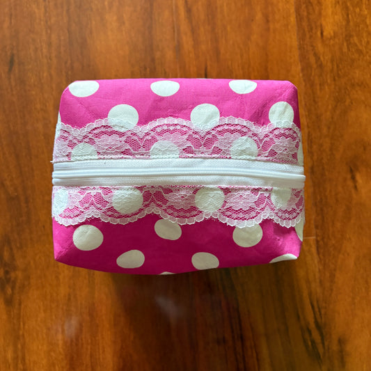 Pink/White Polka Dot Makeup Bag