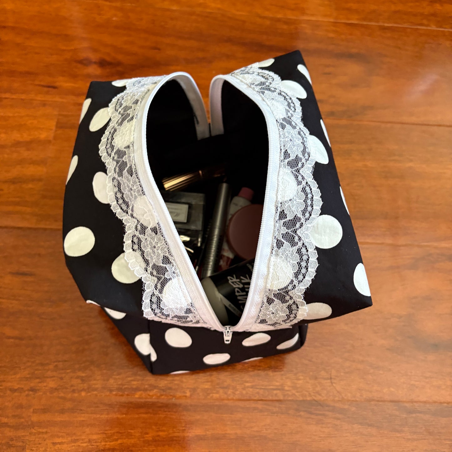 Black/White Polka Dot Makeup Bag