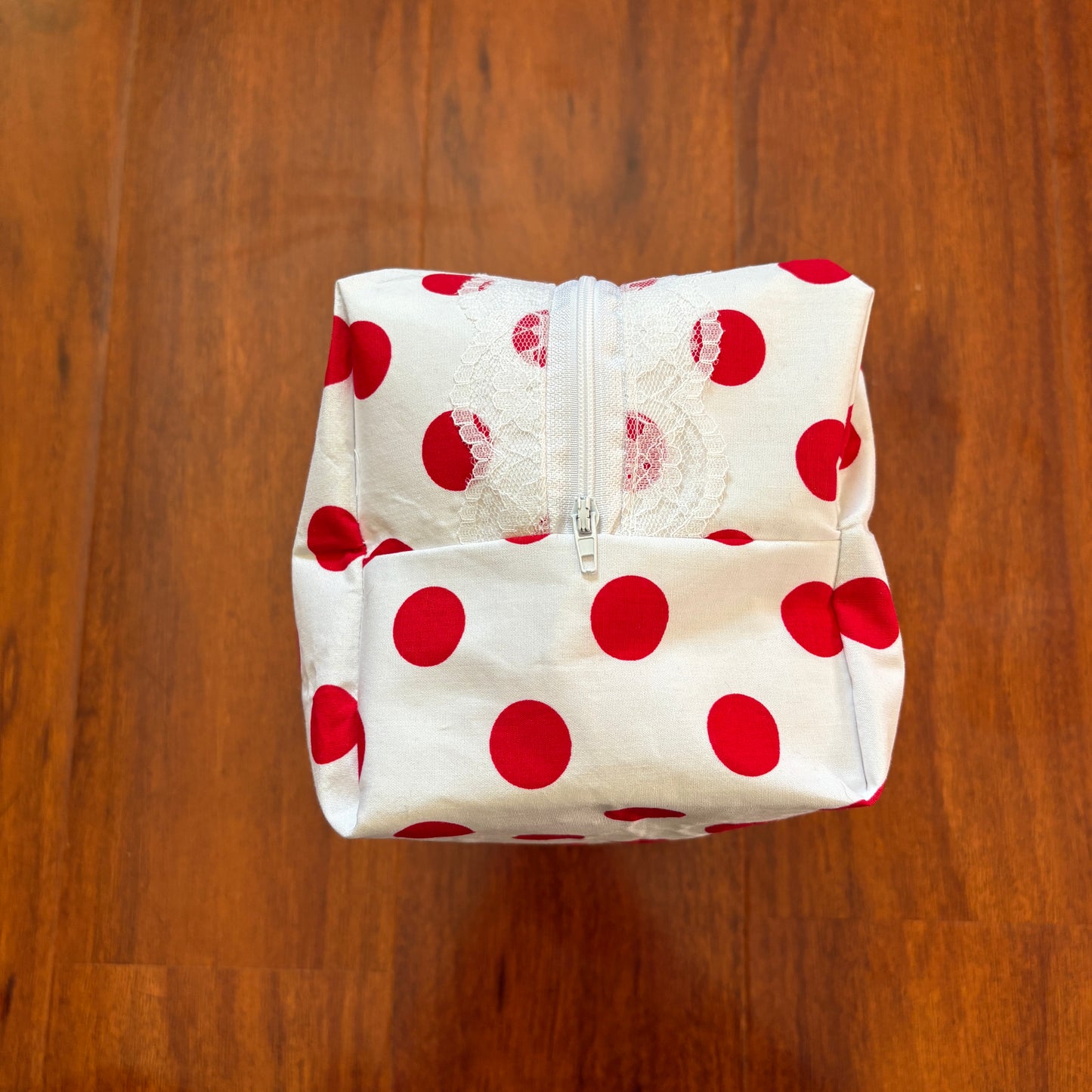 White/Red Polka Dot Makeup Bag