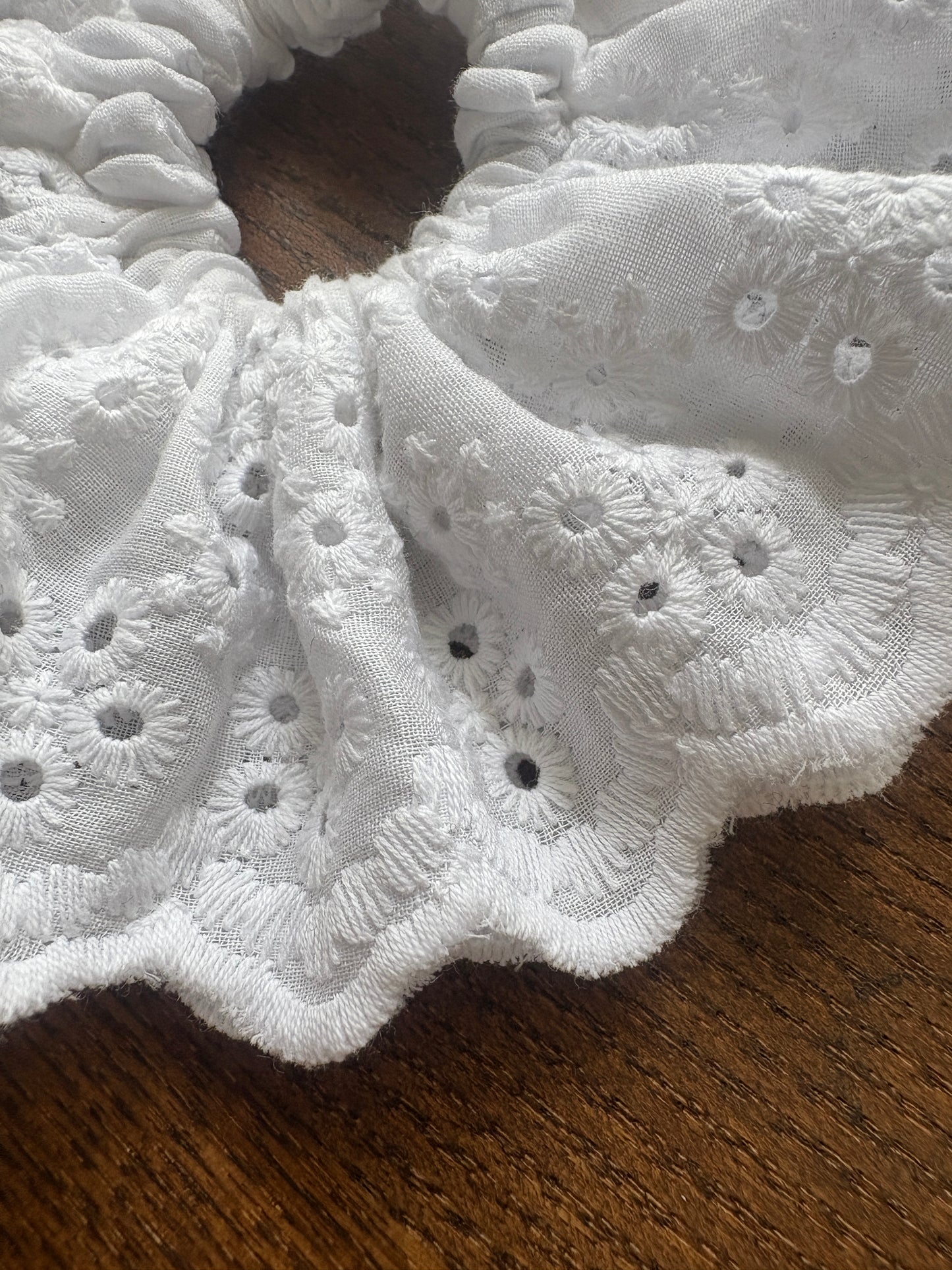 White Eyelet Lace Scrunchie